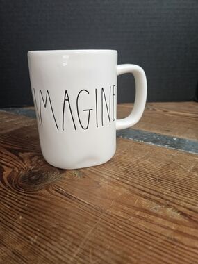 Rae Dunn Imagine White Ceramic Coffee Mug - Inspirational Home Dining Cup